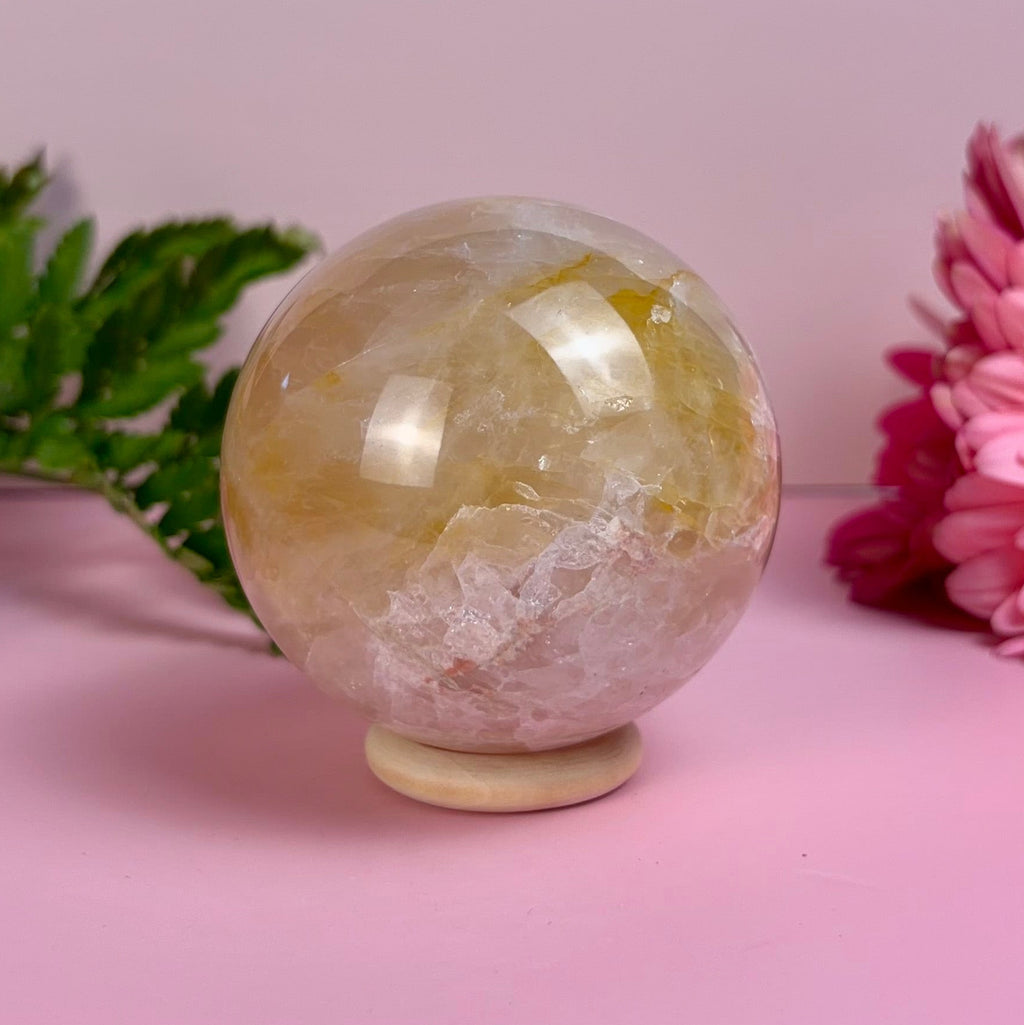Golden Healer Rose Quartz Sphere | A