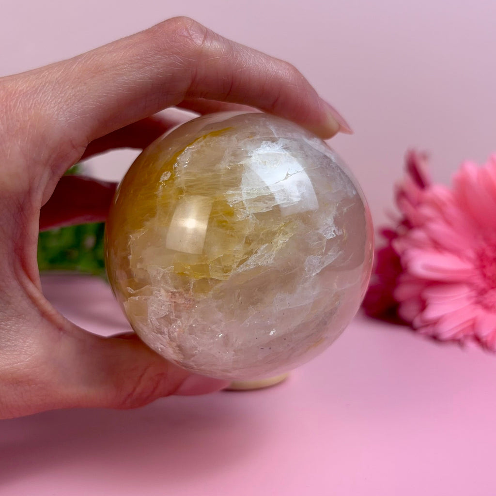 Golden Healer Rose Quartz Sphere | A
