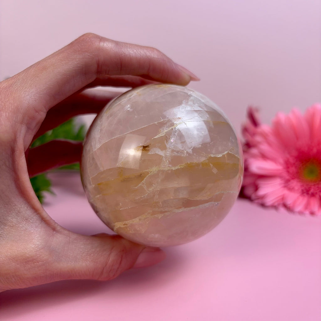 Golden Healer Rose Quartz Sphere | C