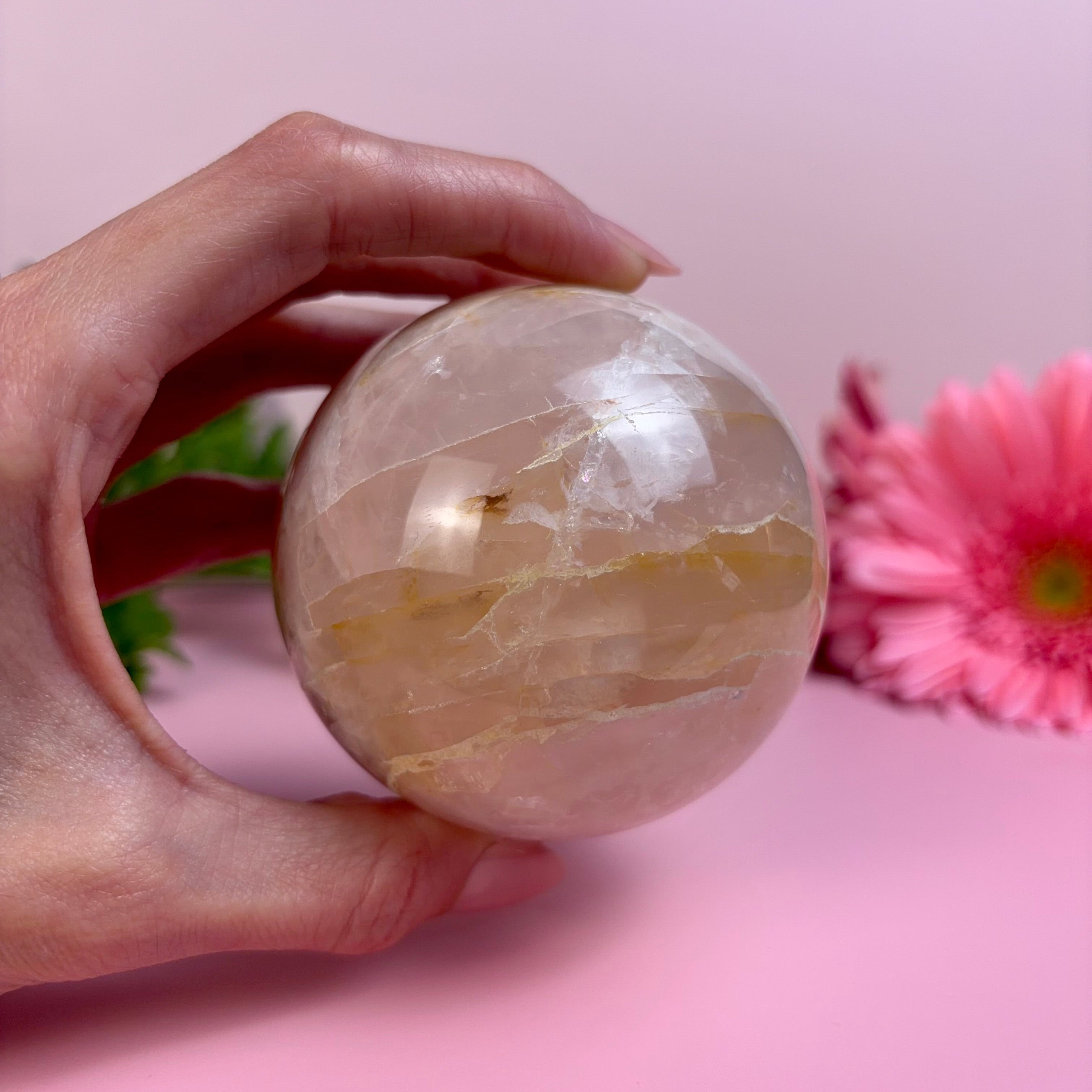 Golden Healer Rose Quartz Sphere | C