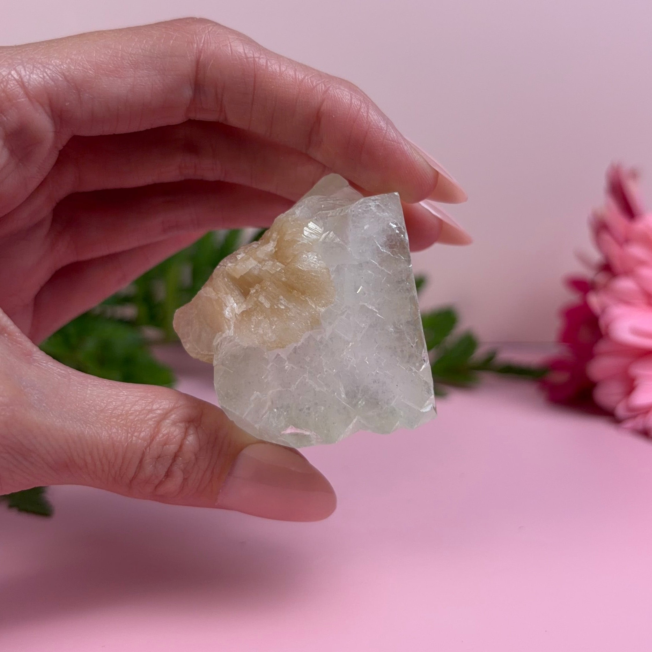 Apophyllite Cube with Stilbite Bloom
