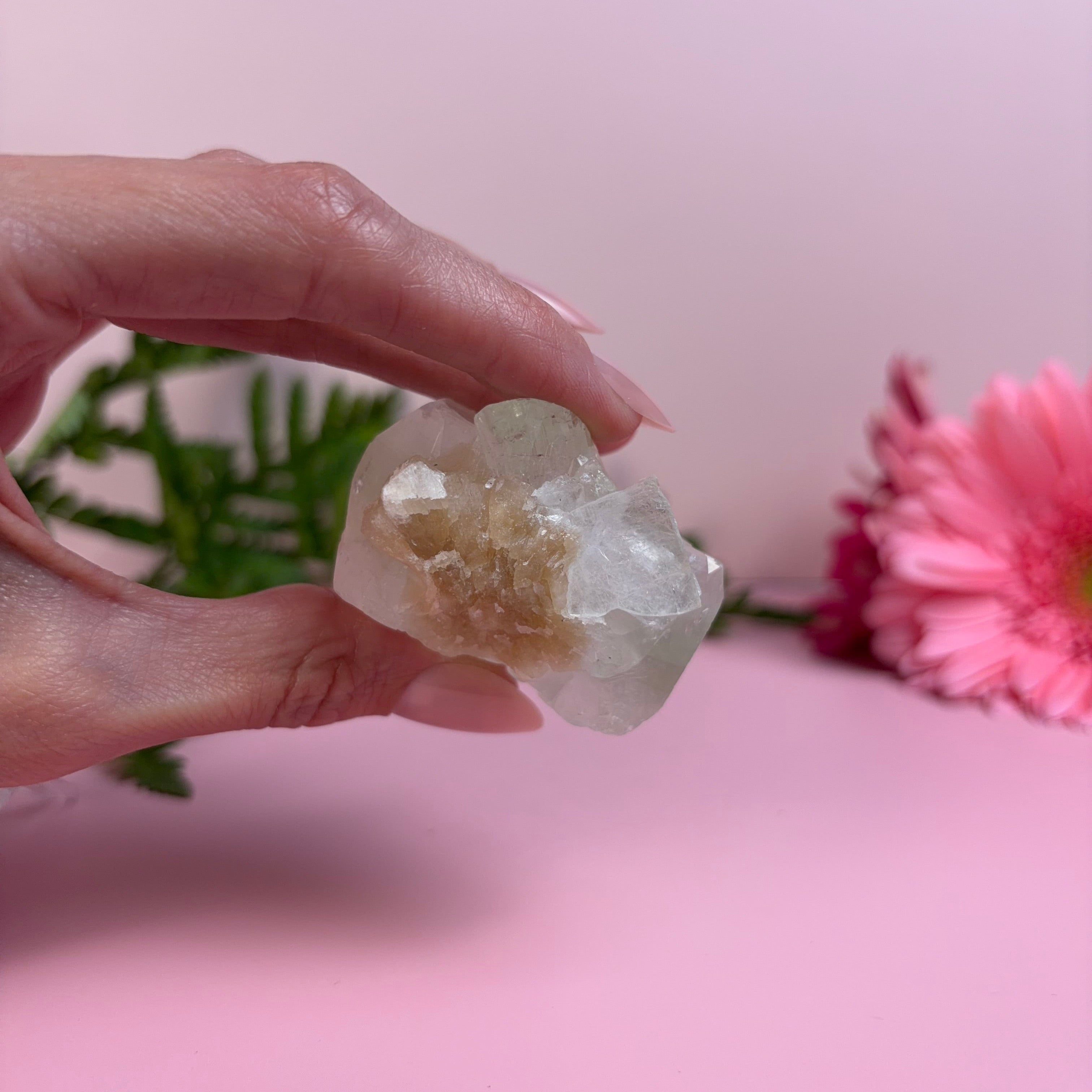 Apophyllite Cube with Stilbite Bloom