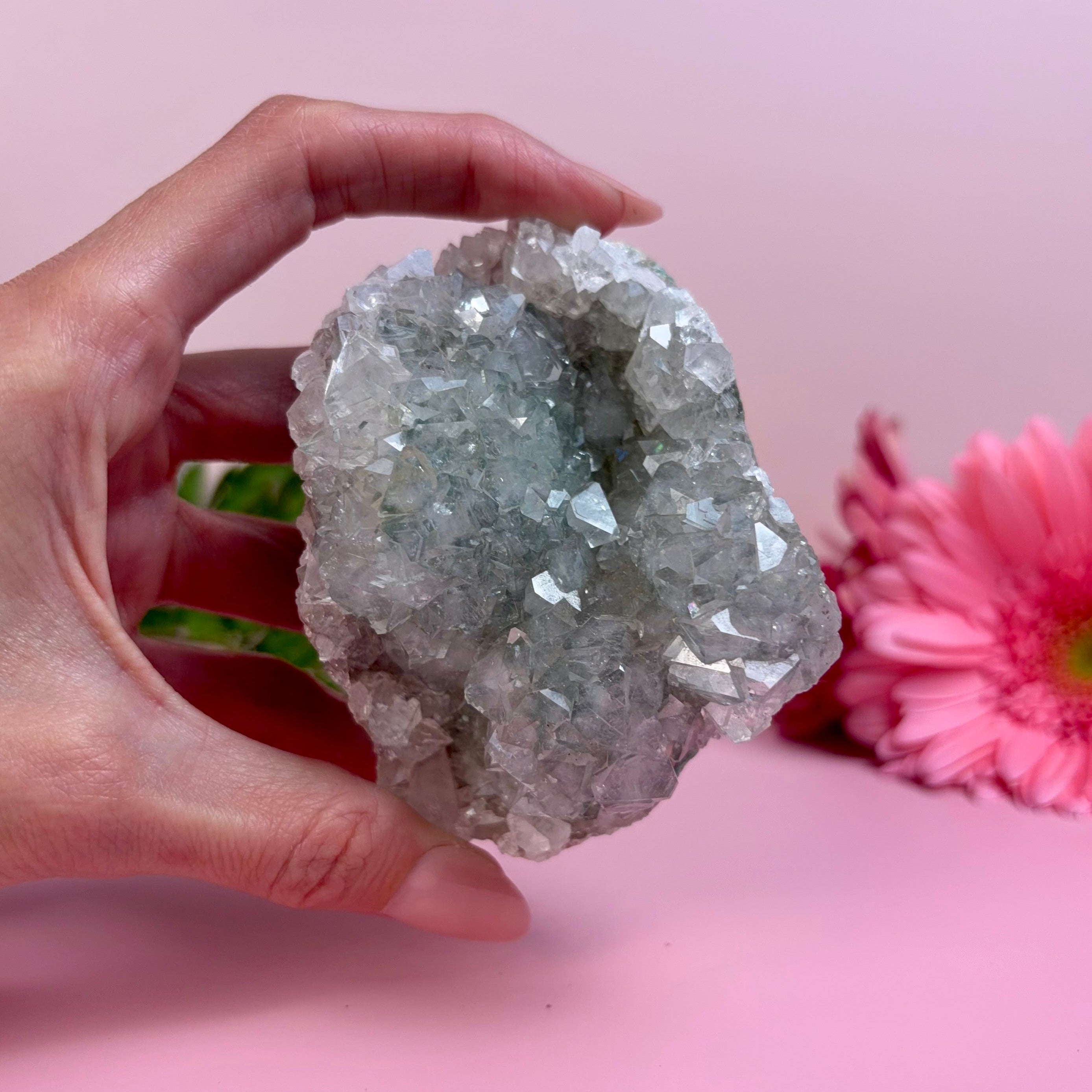 Sparkling Diamond Apophyllite Cluster