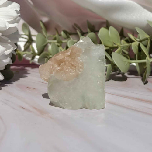 Apophyllite Cube with Stilbite Bloom